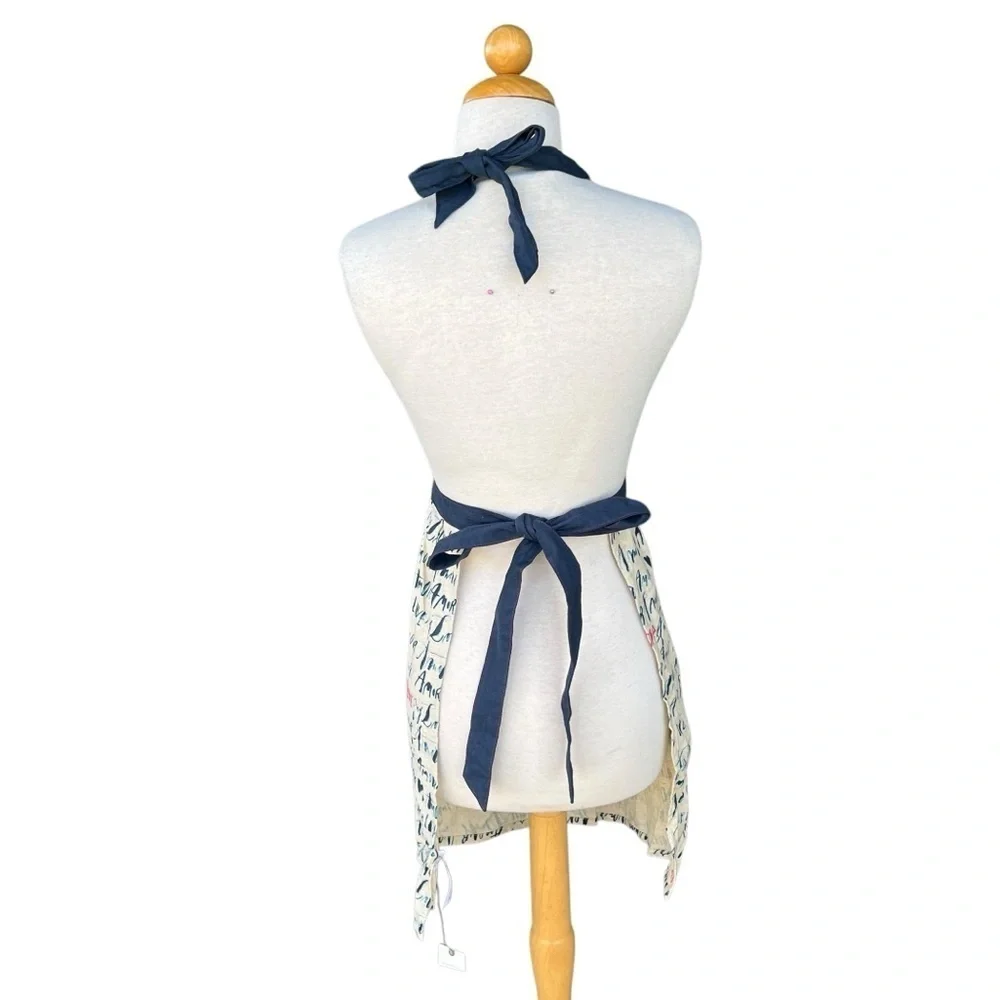 Anthropologie Linea Carta Language of Love Pleated Apron Cotton Linen Amour NWT